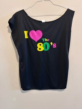Black 'I ♥ The 80's' Women's Graphic Cold Shoulder Top